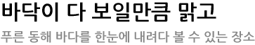 바닥이 다 보일만큼 맑고 - 푸른 동해 바다를 한눈에 내려다 볼 수 있는 장소